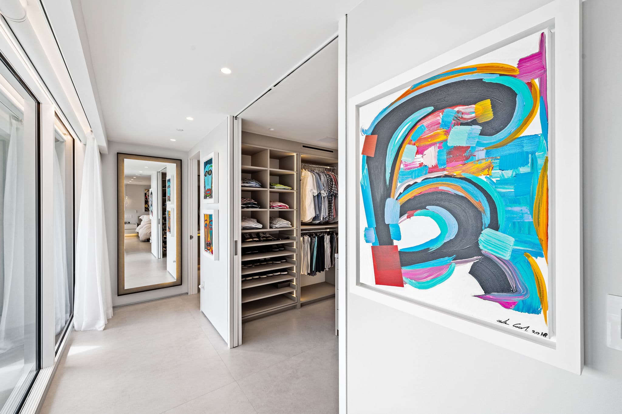 Guest suite with custom furnishings and ocean-inspired color palette